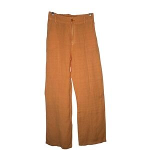 Young Fabulous Broke Wide Leg Linen Blend Pants High‎ Waist  Orange S NWT